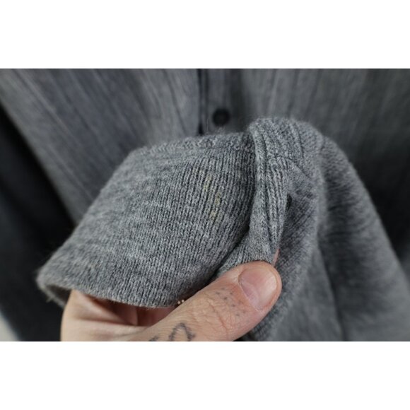 Vtg 70s Streetwear Mens XLT Blank Striped Ribbed Knit Cardigan Sweater Gray USA - Picture 6 of 14